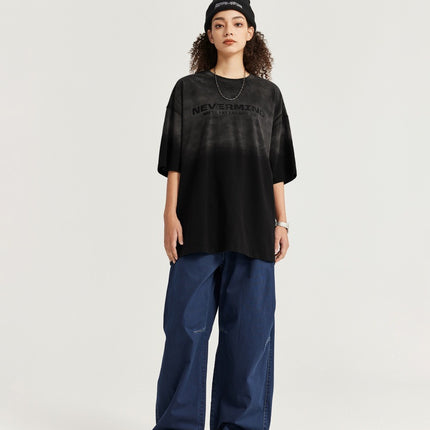 Camiseta unisex con degradado lavado "Never Mind": estilo desgastado y urbano