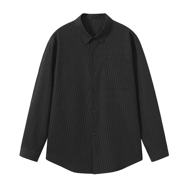 Camisa texturizada de botones para hombre: informal y elegante, de manga larga