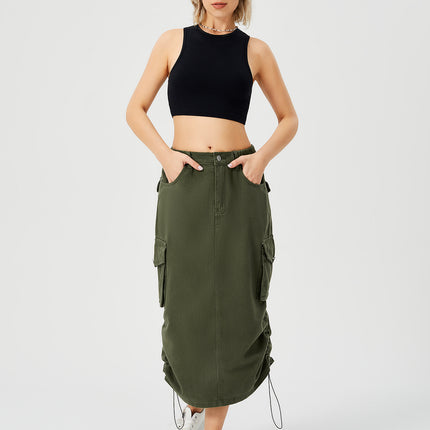Women's Cargo Midi Skirt – Utility Style Streetwear