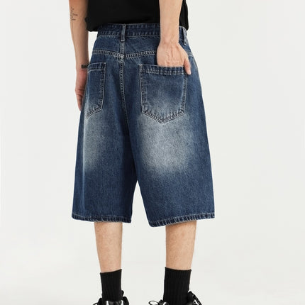 Shorts vaqueros retro rectos para hombre con bolsillos delanteros: clásicos y elegantes