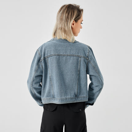 Chaqueta vaquera de manga larga con diseño para mujer, top de moda