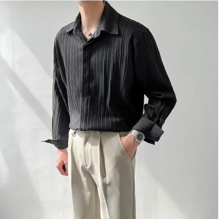 Camisa informal holgada de manga larga para hombre