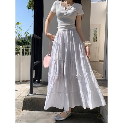 Tiered Maxi Skirt with Bows – Elegant & Flowy Summer Skirt for Women