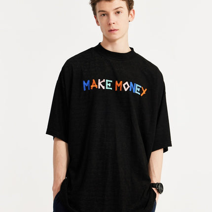 Camiseta extragrande "GANA DINERO" - Camiseta urbana con diseño bordado