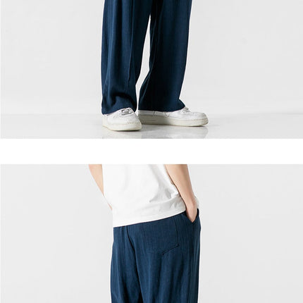 Men’s linen pants, wide leg linen trousers, drawstring pants men, rope tie pants, natural fabric trousers, loose fit summer pants, casual beach pants, boho men’s clothing, relaxed fit men’s fashion, minimalist men’s pants