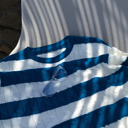 Camiseta de punto acanalado para hombre: camiseta informal de verano de corte ajustado