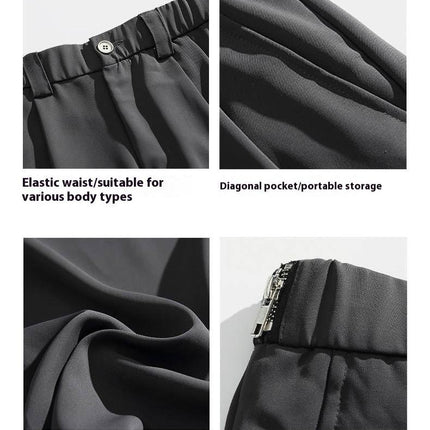 Men’s wide-leg trousers
High-waist pleated pants
Relaxed-fit dress pants
wide-leg formal trousers
Fashionable men’s pleated pants