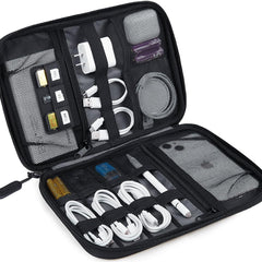 Electronics Organizer Travel Case, Small Cable Organizer Bag for Travel Essentials, Travel Tech Organizer as Travel Accessories, Cord Organizer for Phone, Power Bank, SD Card, Black