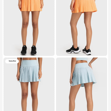 Athletic Skort, Pleated Tennis Skirt, Women’s Workout Skirt, Lilac Skirt with Shorts, High Waist Sportswear, Active Skirt with Pockets, Moisture-Wicking Skort, Gym Skirt, Sporty Skater Skirt, Running Skort for Women