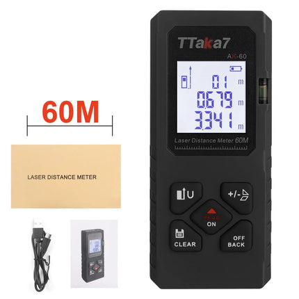Smartmeasure 40M/60M Mini Laser Distance Meter – USB Rechargeable Handheld Rangefinder for Accurate Measurements