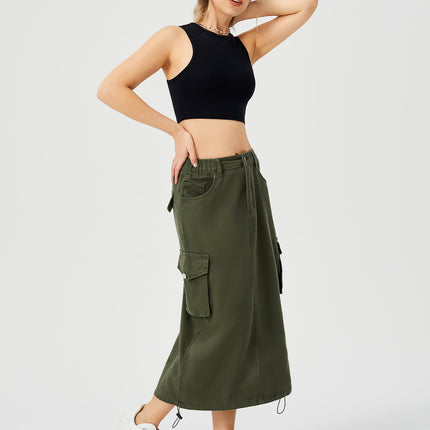 Women's Cargo Midi Skirt – Utility Style Streetwear