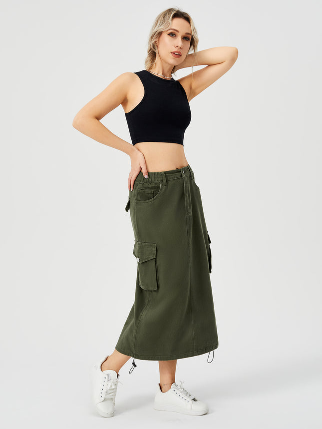 Women's Cargo Midi Skirt – Utility Style Streetwear