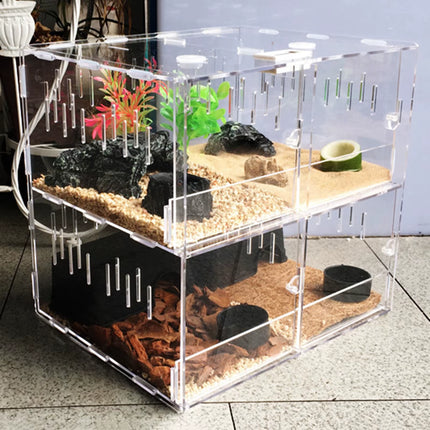 4 Grids Acrylic Pet Lizard Crawling Box Reptile Tank Insect Spiders Lizard Breeding