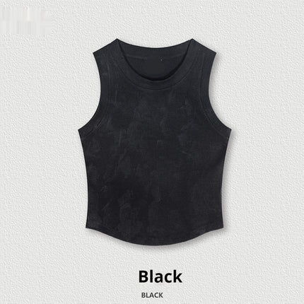Tie-dye crop top
Sleeveless streetwear top
Edgy casual tank top
Grunge aesthetic top
Women's urban fashion
Trendy summer crop top