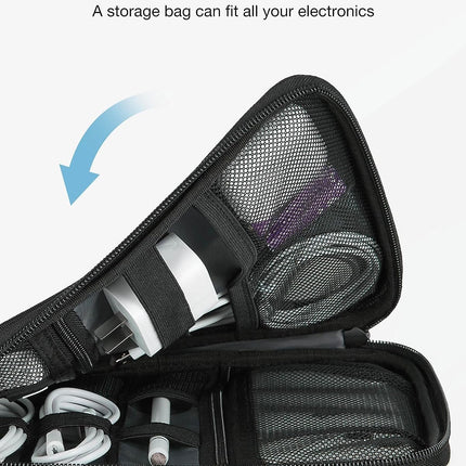 Electronics Organizer Travel Case, Small Cable Organizer Bag for Travel Essentials, Travel Tech Organizer as Travel Accessories, Cord Organizer for Phone, Power Bank, SD Card, Black