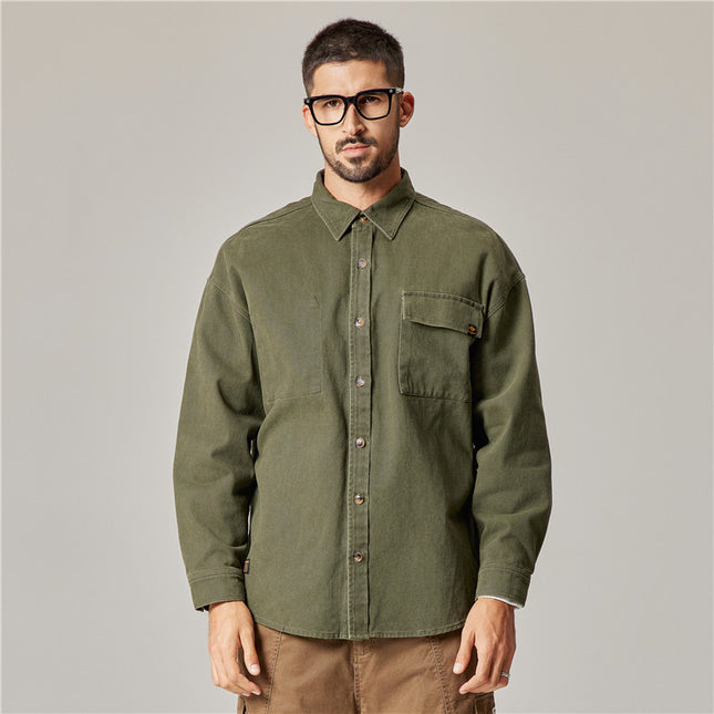 Men’s workwear jacket
Vintage casual outerwear
Rugged men’s jacket
Durable streetwear fashion
Classic button-up jacket