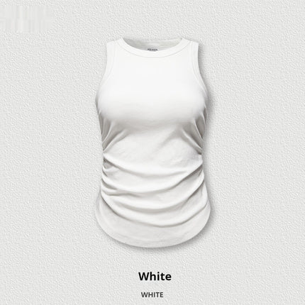 Top de tirantes fruncido esencial lavado: ropa urbana vintage sin mangas
