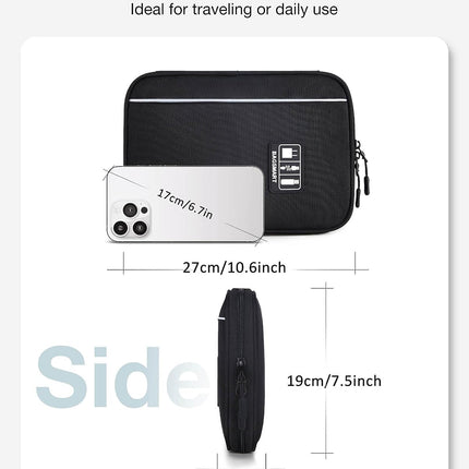 Electronics Organizer Travel Case, Small Cable Organizer Bag for Travel Essentials, Travel Tech Organizer as Travel Accessories, Cord Organizer for Phone, Power Bank, SD Card, Black