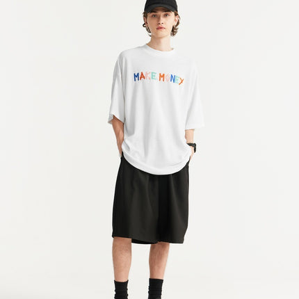 Camiseta extragrande "GANA DINERO" - Camiseta urbana con diseño bordado