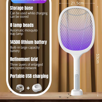 Zapaway USB Electric Mosquito Lamp & Fly Swatter – Portable Handheld Triple-Layer Mesh for Instant Relief