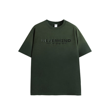 Camiseta unisex con degradado lavado "Never Mind": estilo desgastado y urbano