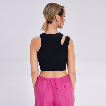 Top corto sin mangas acanalado: moderno y versátil para ropa urbana y conjuntos casuales.