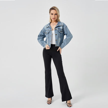 Chaqueta vaquera de manga larga para mujer, top de moda