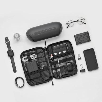Electronics Organizer Travel Case, Small Cable Organizer Bag for Travel Essentials, Travel Tech Organizer as Travel Accessories, Cord Organizer for Phone, Power Bank, SD Card, Black