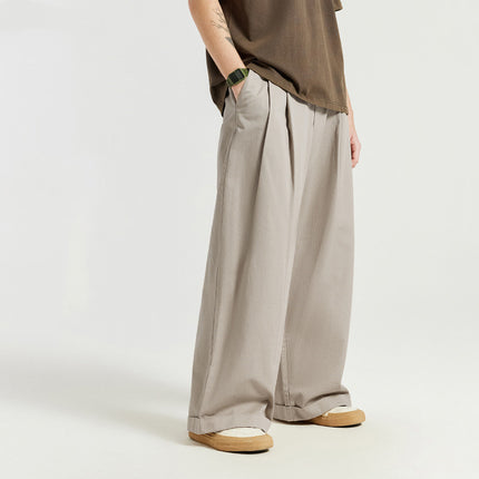 Pantalones plisados ​​de pierna ancha para hombre: pantalones holgados informales de gran tamaño