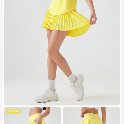 Pleated Active Skort for Women – Tennis Skirt with Built-In Shorts & Pockets
