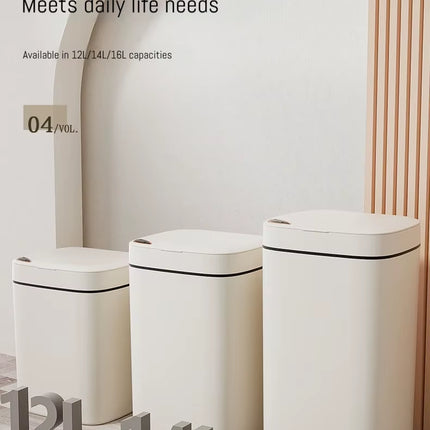 16L Smart Bathroom Trash Can White Non-Contact Narrow Smart Sensor Trash Can Smart Home Automatic Bagging Electronic Trash Can