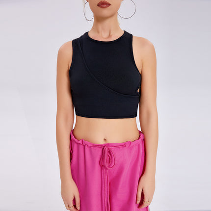 Top corto sin mangas acanalado: moderno y versátil para ropa urbana y conjuntos casuales.