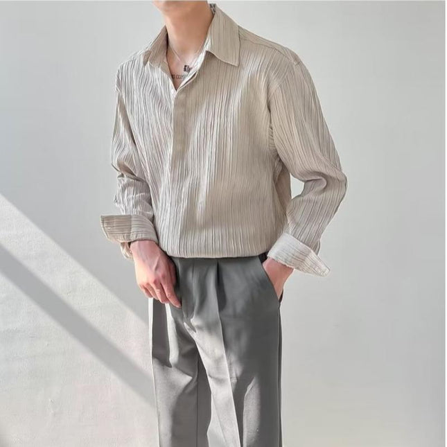 Camisa informal holgada de manga larga para hombre