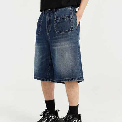 Shorts vaqueros retro rectos para hombre con bolsillos delanteros: clásicos y elegantes
