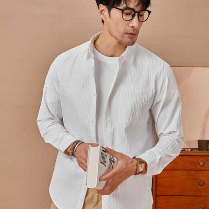 Men’s button-up shirt
Textured long-sleeve shirt
Casual smart shirt for men
Men’s fashion shirt 2024
Stylish men’s outfit