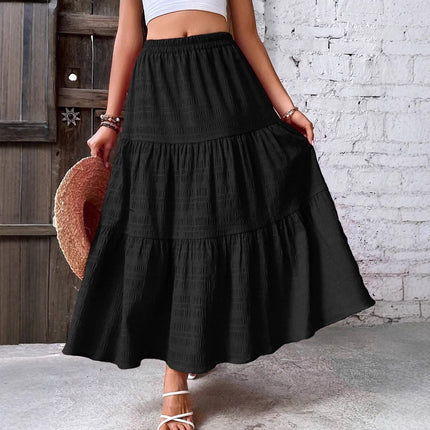 Boho Skirts, Maxi Skirt Black, Tiered Skirts, Casual Summer Skirts, Vacation Skirt, Beach Outfit Skirts, Long Skirts for Women, Elastic Waist Maxi, Lightweight Skirts