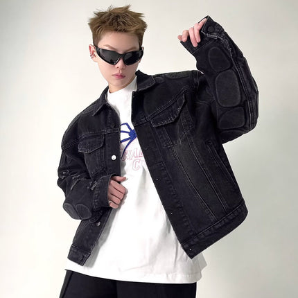 Men's ripped jacket,
Motorcycle denim jacket,
Ripped denim jacket, Casual outerwear,
Motorcycle jacket,
Stylish men's jacket,
Trendy denim jacket,
Essential outerwear,
Cool men's jacket,
Effortless style,
Timeless jacket,
Comfortable jacket,
Men's casual jacket,
Biker jacket,
Distressed denim jacket,
Quality denim,
Bold design,