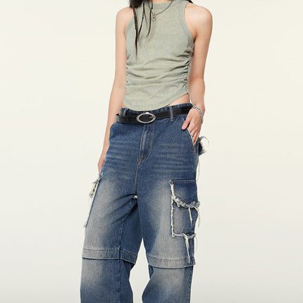 Women's sleeveless tops
Y2K fashion
Streetwear crop top
Ruched tank top
Vintage wash tank top
Edgy women's fashion
Trendy summer tops