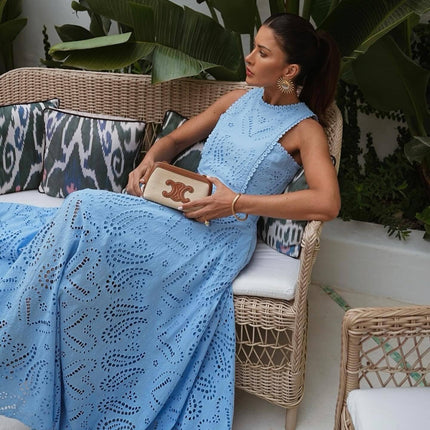 two-piece set
Crop top and maxi skirt
Elegant summer outfit
Eyelet lace dress set
Wedding guest outfit
Vacation fashion dressVacation dress for women
Beach getaway outfit
Summer resort wear
Tropical vacation dress
Maxi skirt and crop top set