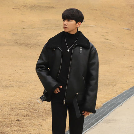 Men's fleece leather jacket,
Loose fit leather jacket,
Fur-lined leather jacket,
Men's winter leather jacket,
Stylish men's leather jacket,
Warm leather jacket,
Men's fur-lined jacket,
Cozy men's leather jacket,
Durable leather outerwear,
Men's loose fur jacket,
Relaxed fit leather jacket,
Men's fleece-lined jacket,
Leather jacket for winter,
Casual men's leather jacket,
Fashion leather jacket,