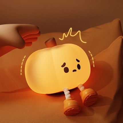Cute Pumpkin Night Light – Soft LED Bedside Lamp for Halloween Décor