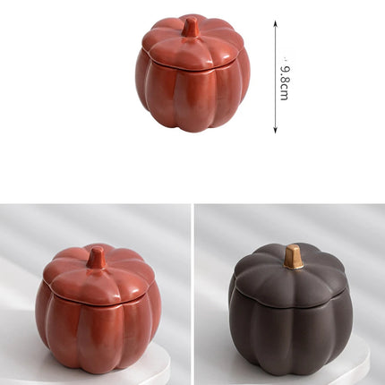 Ceramic Pumpkin Candle Jar with Lid Fall and Halloween Decorative Soy Candle