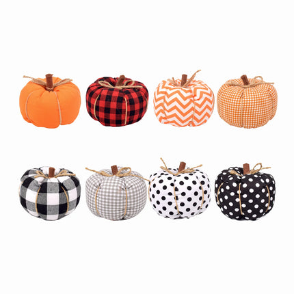 Fabric Cute Pumpkin Set of 4 Halloween Fall Decorative Plush Pumpkins for Table Centerpiece