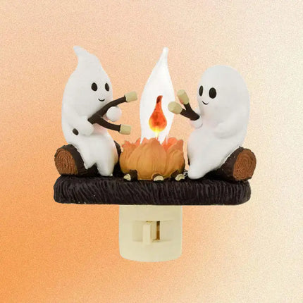 Halloween Ghost Night Light Plug In Cute Ghosts Sitting Around Campfire LED Night Lamp