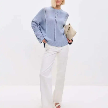 Chic Knit Sweater with White Collar Layered Look | Trendy Pleated Skirt Outfit