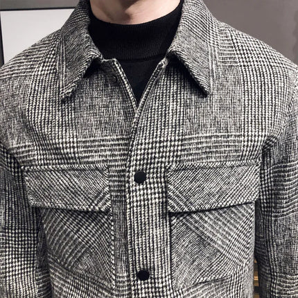 Men’s Plaid Wool Jacket | Casual Checkered Button-Up Overshirt