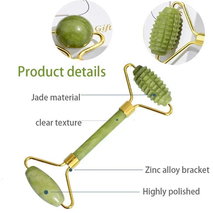 Natural Jade Roller & Gua Sha Set – Face, Neck & Body Massage Tool for Lifting, Firming & Eye Care