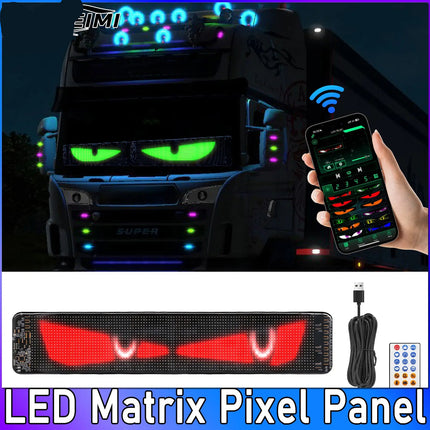 Colorful Devil Eyes LED Matrix Pixel Panel – Flexible Car Window Display with Dynamic Big Eye & Custom Animations