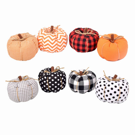 Fabric Cute Pumpkin Set of 4 Halloween Fall Decorative Plush Pumpkins for Table Centerpiece