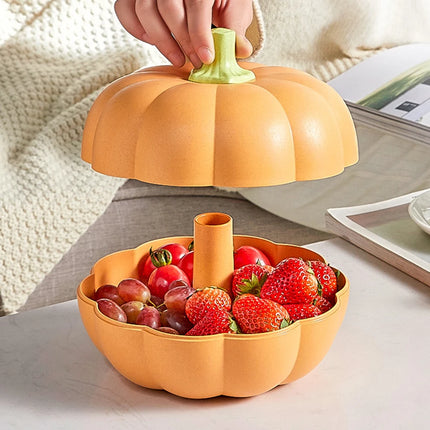 Halloween Divided Pumpkin Snack Holder with Toothpick Storage | Serving Tray for Candy, Fruits, Nuts & Snacks